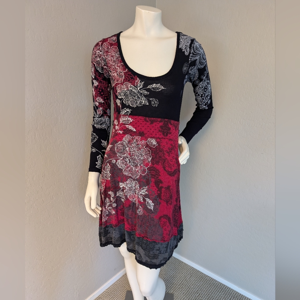 Desigual Red Lace Patterned dress